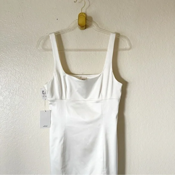 Aritzia Cream Square Neck Fitted Mini Dress - Picture 5 of 13